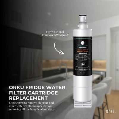 Orku Fridge Water Filter Cartridge Replacement for Whirlpool Kenmore RWF0500A