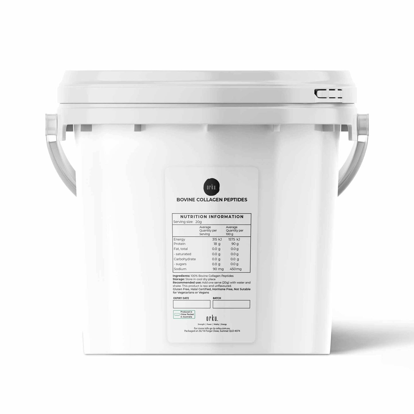 2.5Kg Collagen Powder Bucket - Bovine Protein Peptide Supplement Unflavoured