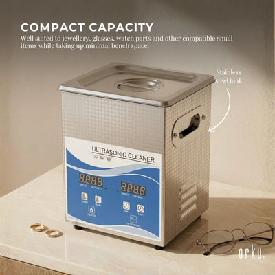 Orku 2L Ultrasonic Jewellery Cleaner Professional Machine + Digital Timer