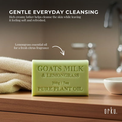 Orku 10 x 200g Goat Milk Lemongrass Soap Bars Australian Made