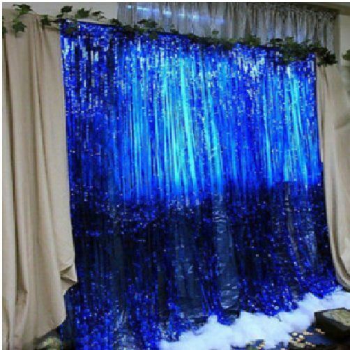 2m Metallic Tinsel Door Curtain Backdrop Foil Kids Party Shiny Black Gold Silver