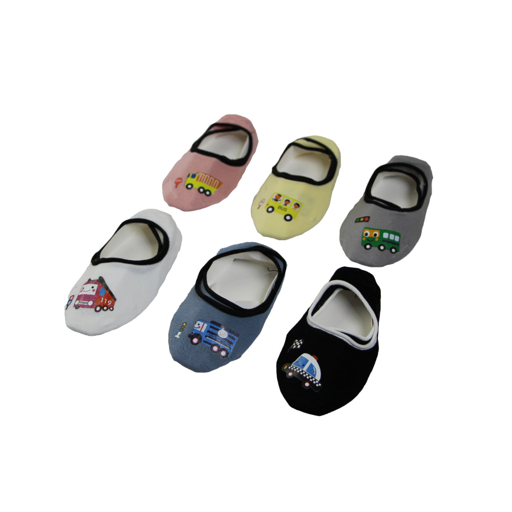3 Pairs X Baby Kids Toddler Footlets Boys Cars & Trucks Cotton Anti Slip Socks