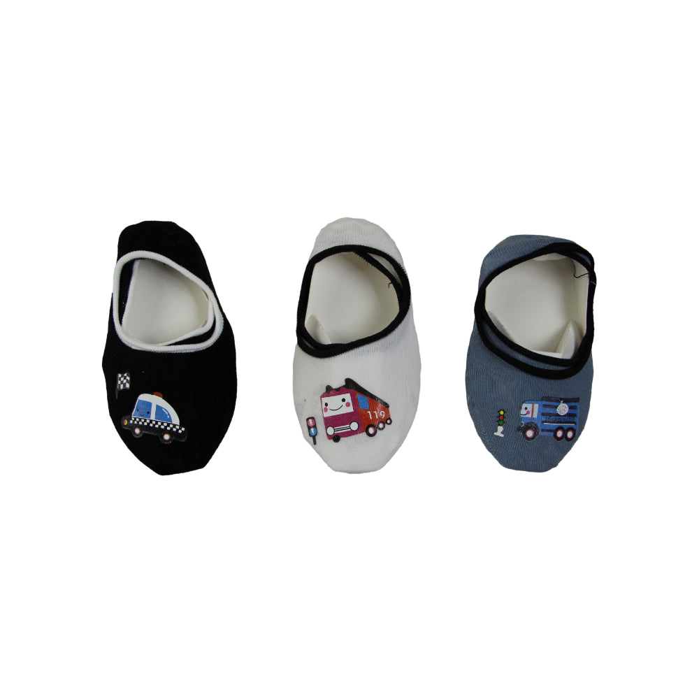 3 Pairs X Baby Kids Toddler Footlets Boys Cars & Trucks Cotton Anti Slip Socks