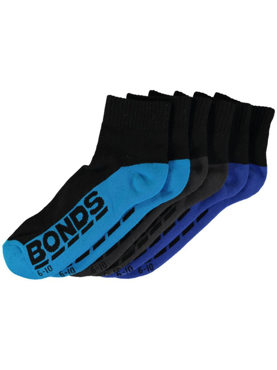 3 Pairs X Bonds Mens Quarter Crew Socks Black Blue Olive Aqua Pk2