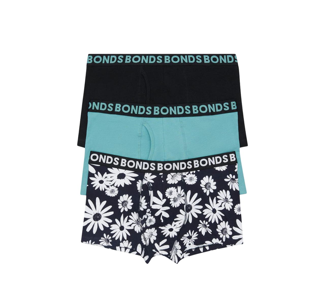 3 x Bonds Mens Everyday Trunks Underwear Flower Multi Black Undies