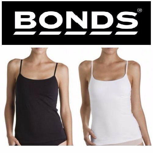 3 x Womens Bonds Hidden Support Bra Singlet Ladies Top Black White Tee