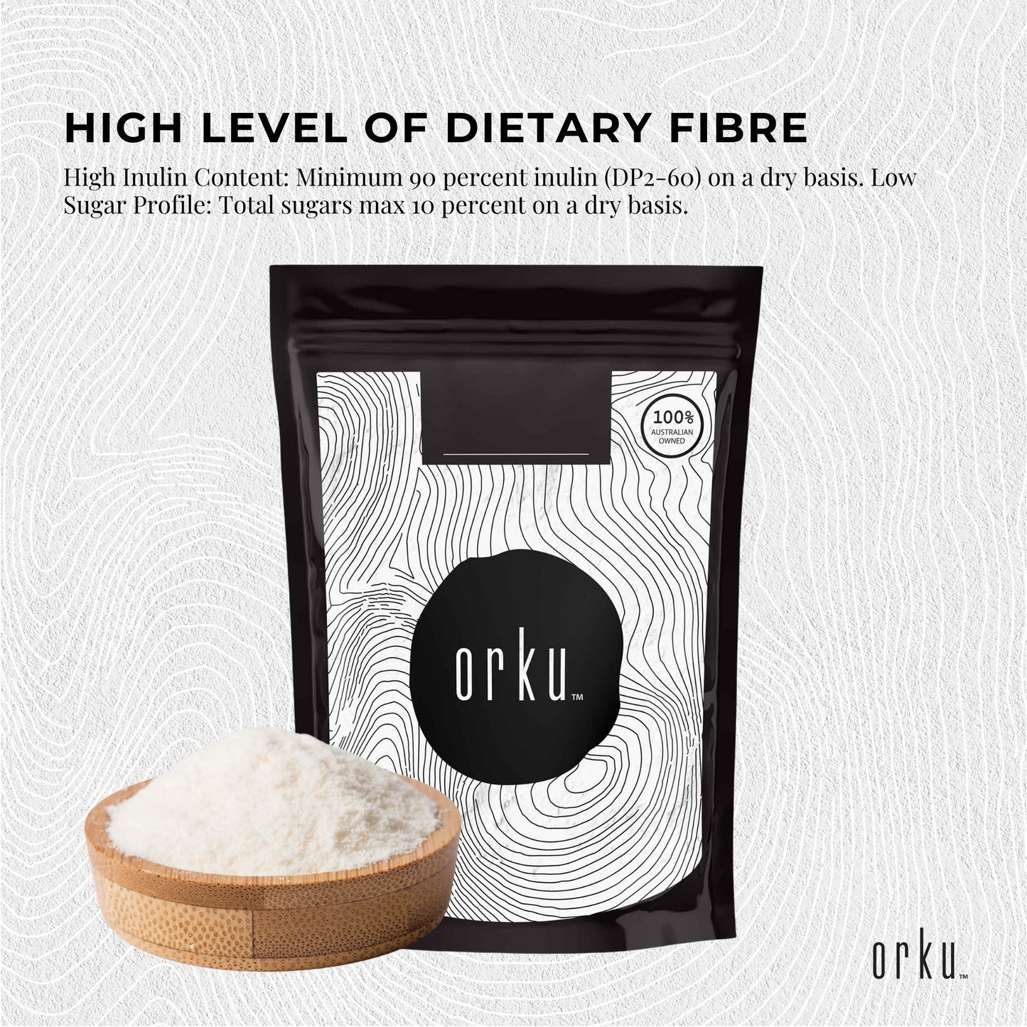 Orku 2Kg Chicory Root Inulin Powder - Unflavoured Food Ingredient