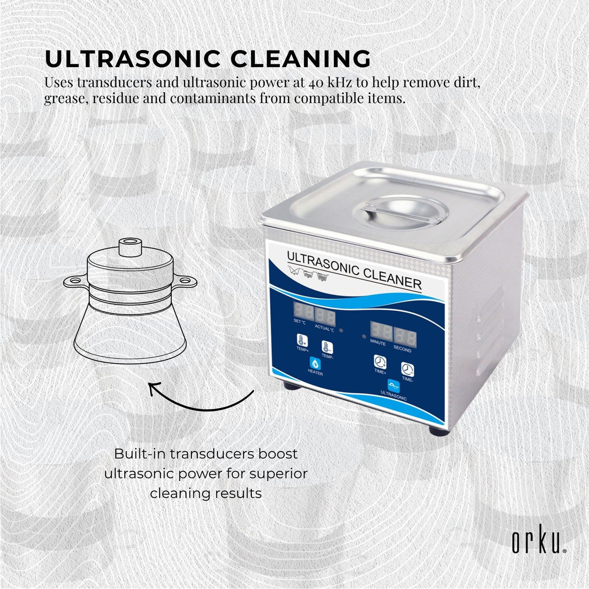 Orku 3.2L Ultrasonic Jewellery Cleaner Professional Machine + Digital Timer