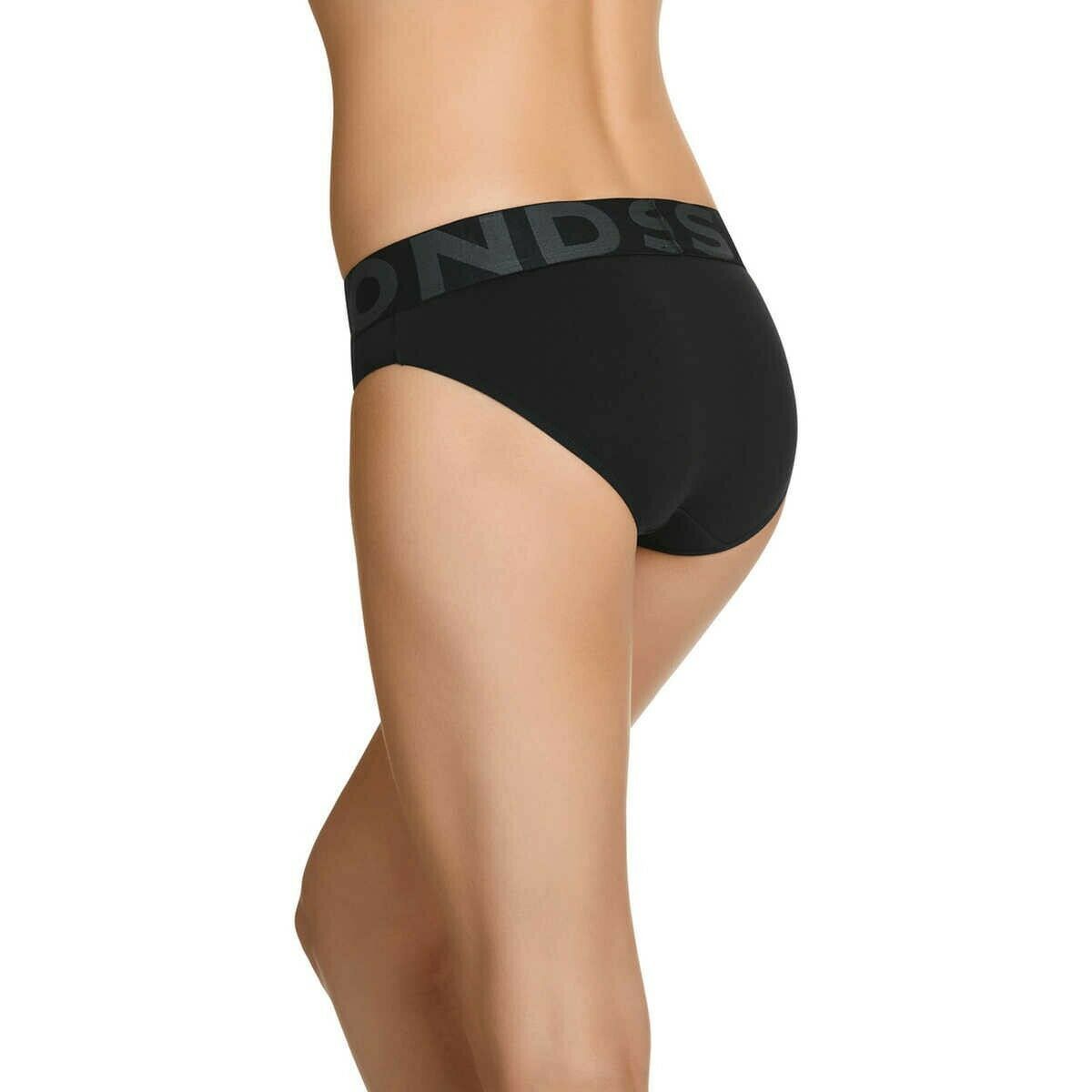 4 x Bonds Hip-Hanger Underwear Womens Black Grey Panties Undies