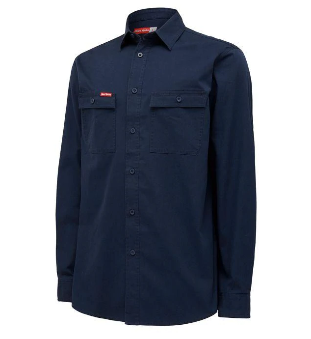 4 x Mens Hard Yakka Heritage Workers Long Sleeve Shirt Workwear Ink Y04425