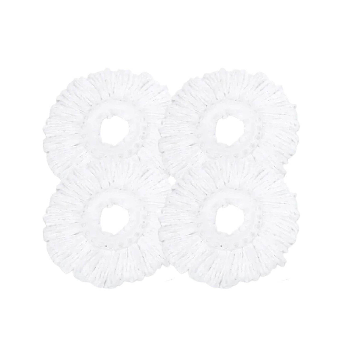 4x Kitchee Microfibre Mop Head Replacement for Kitchee Spin Mop - White Round