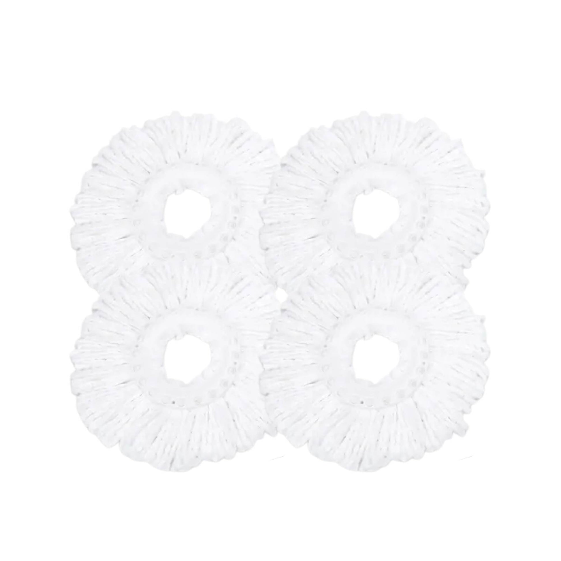 4x Kitchee Microfibre Mop Head Replacement for Kitchee Spin Mop - White Round