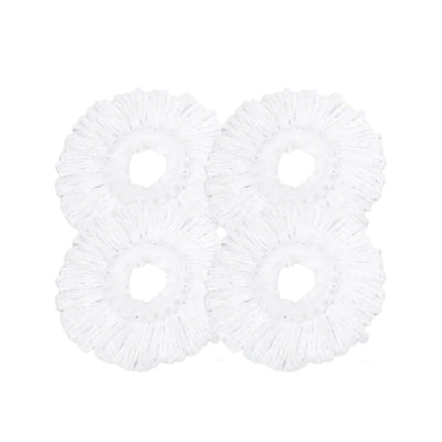 4x Kitchee Microfibre Mop Head Replacement for Kitchee Spin Mop - White Round