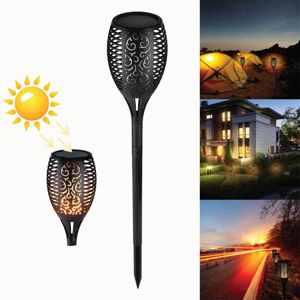 4x Solar Garden LED Torch Outdoor Flame Dancing Flickering Light Tiki Auto Lamp