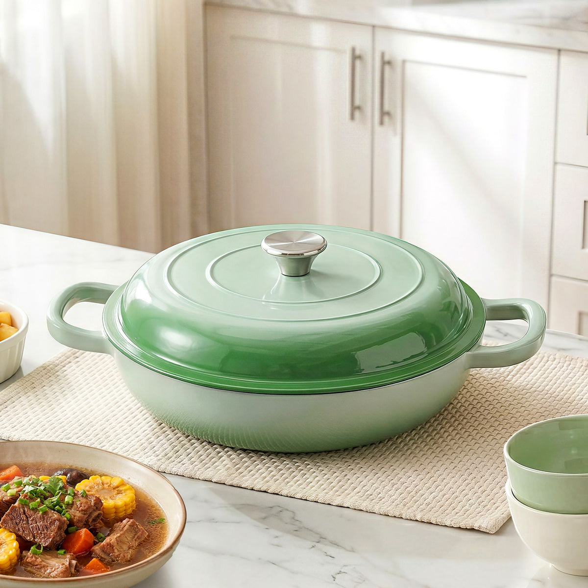 5-Star Chef 3.3L Enameled Cast Iron Dutch Oven Pot with Lid for Sourdough Bread Baking