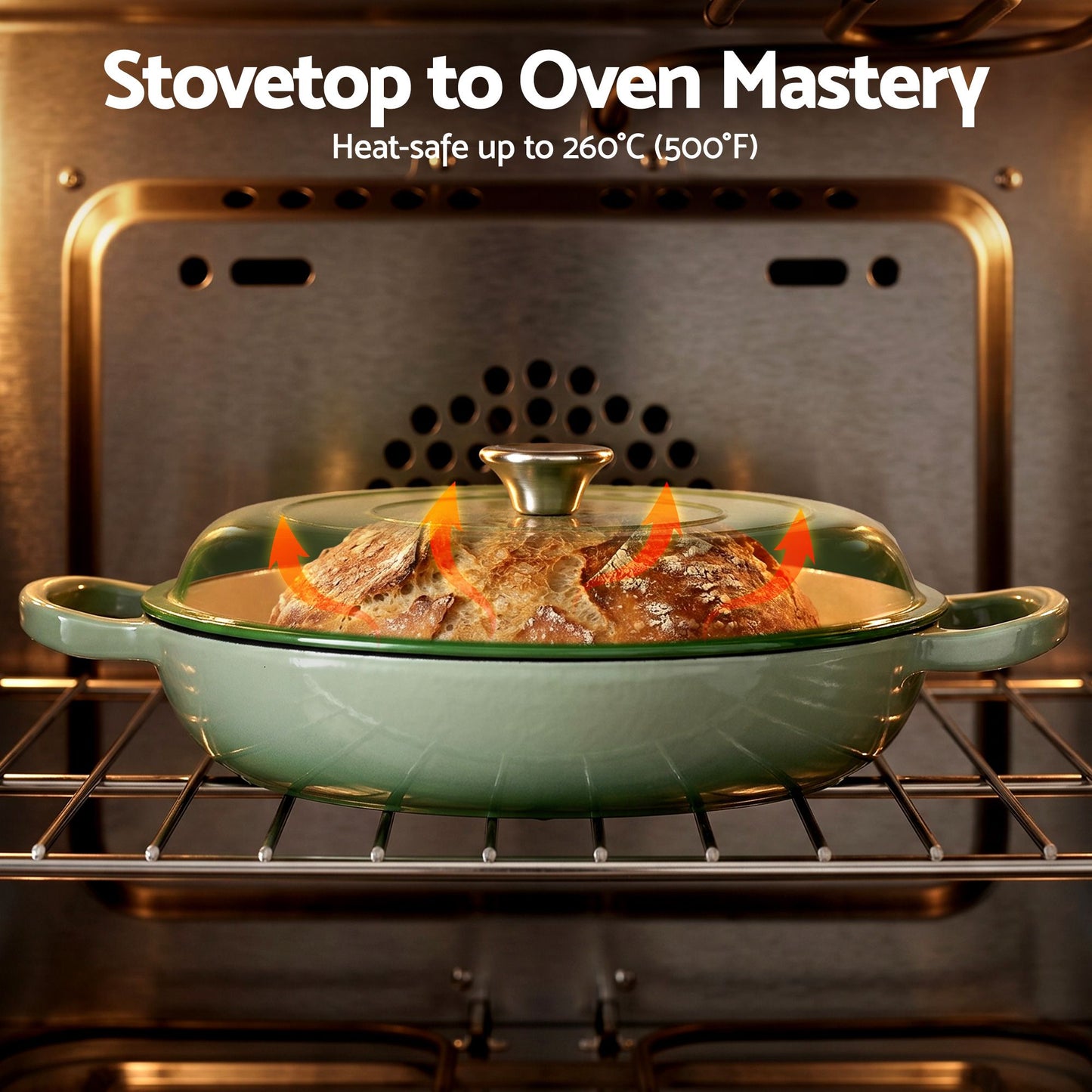 5-Star Chef 3.3L Enameled Cast Iron Dutch Oven Pot with Lid for Sourdough Bread Baking