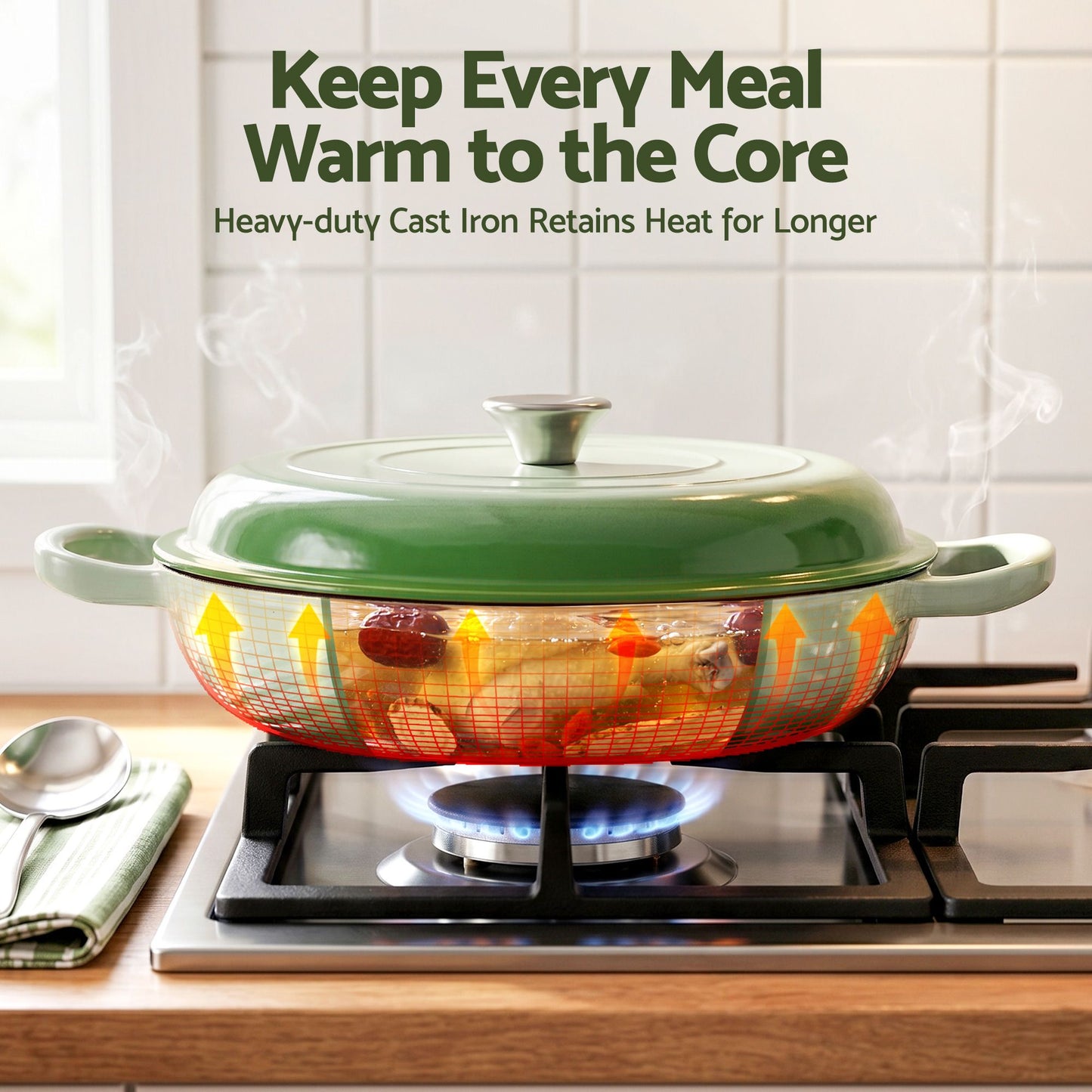 5-Star Chef 3.3L Enameled Cast Iron Dutch Oven Pot with Lid for Sourdough Bread Baking