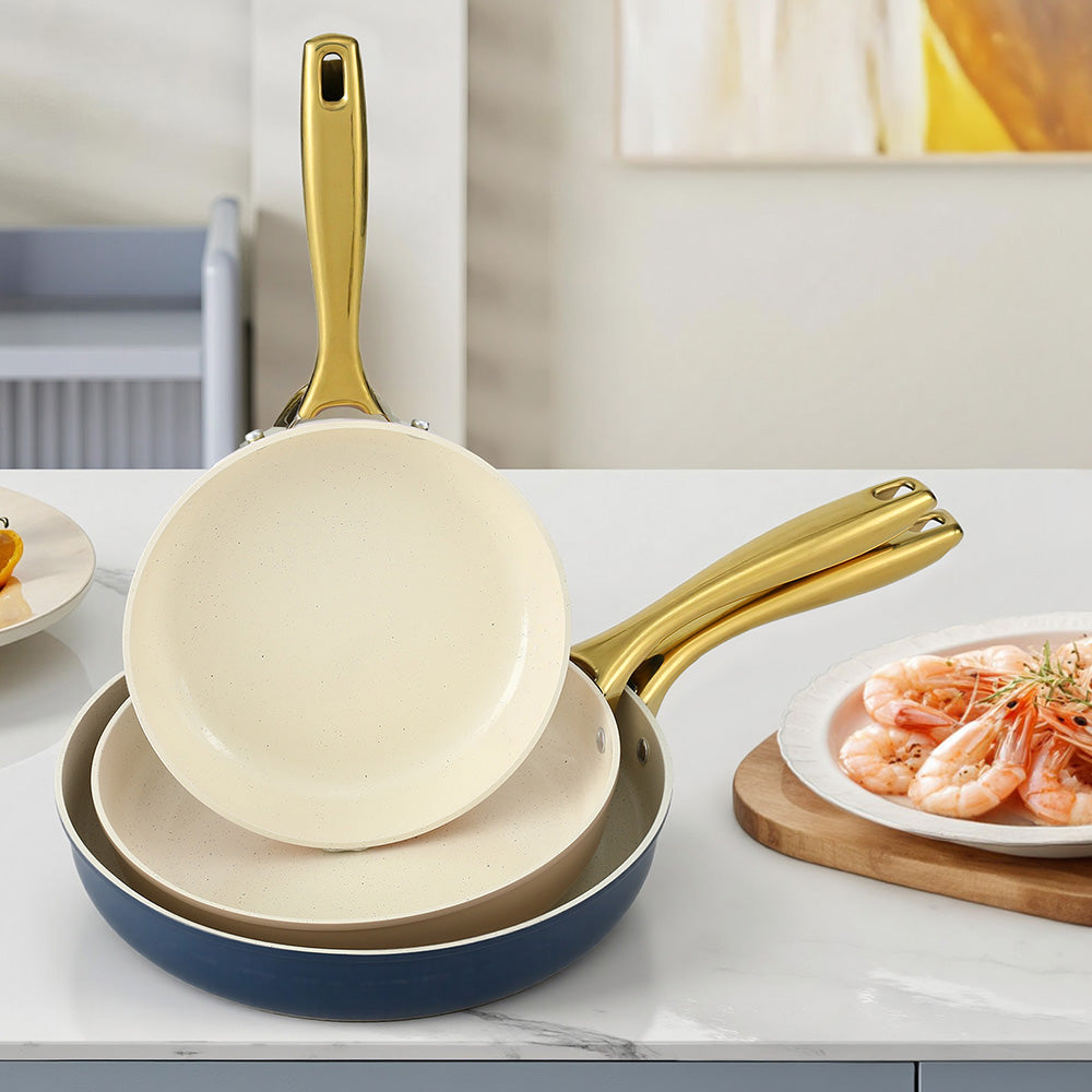 5-star Chef Frying Pan 3PCS Shades Frypan Set Ceramic Coating Multi Colour