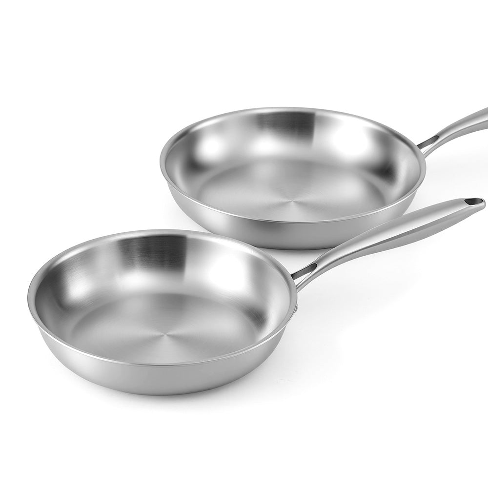 5-star Chef Frying Pan Stainless Steel Uncoated Twin Frypan Set 25/30cm Silver