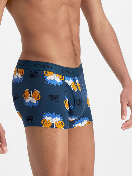 5 x Bonds Guyfront Trunk Mens Underwear Trunks Peacock Cheers Mate Print