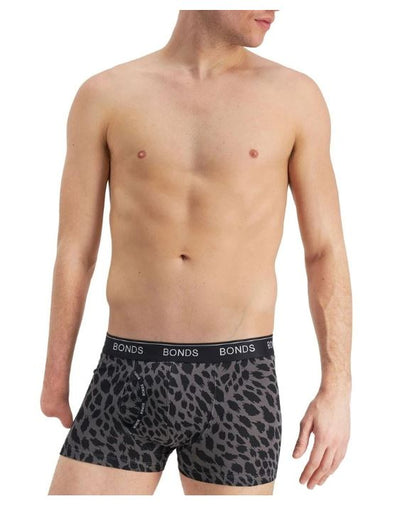 5 x Mens Bonds Guyfront Trunks Underwear Grey Leopard Print