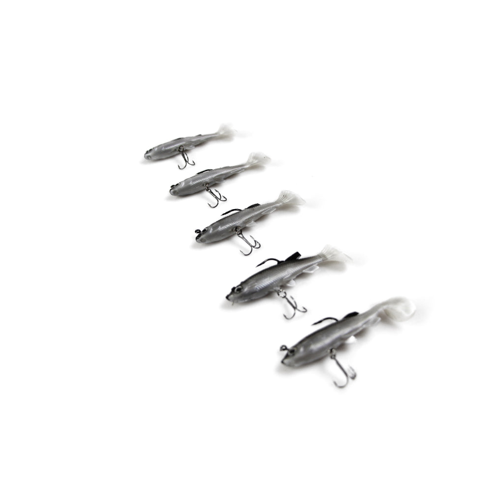 5 x Soft Plastic Vibe Freshwater Lures Mullet Flathead Jig Heads Cod Fishing