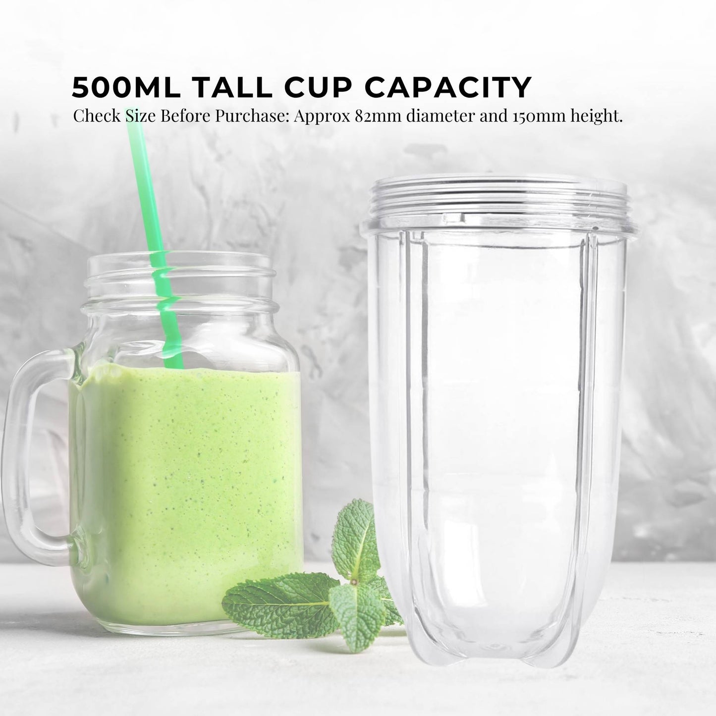 500ml Tall Cup Replacement Compatible with Magic Bullet Cross Blade Blender