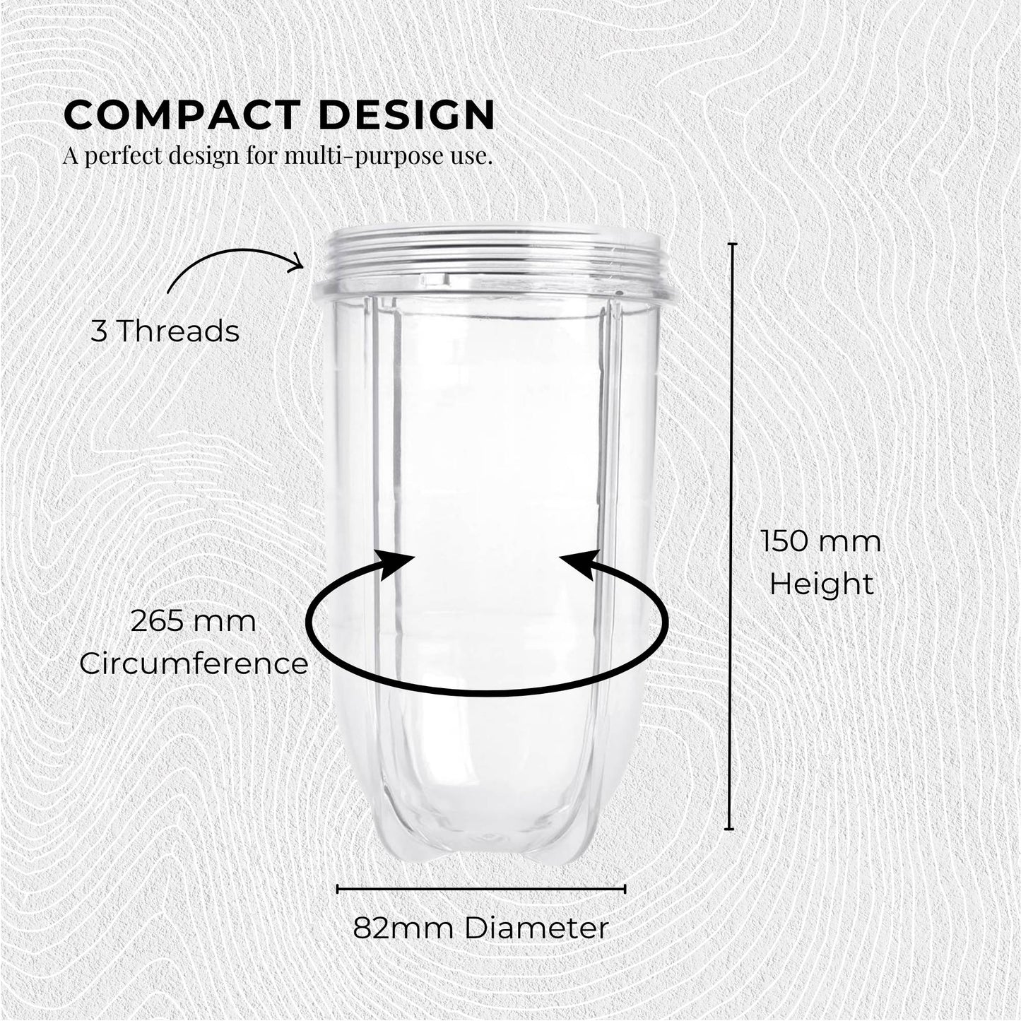 500ml Tall Cup Replacement Compatible with Magic Bullet Cross Blade Blender