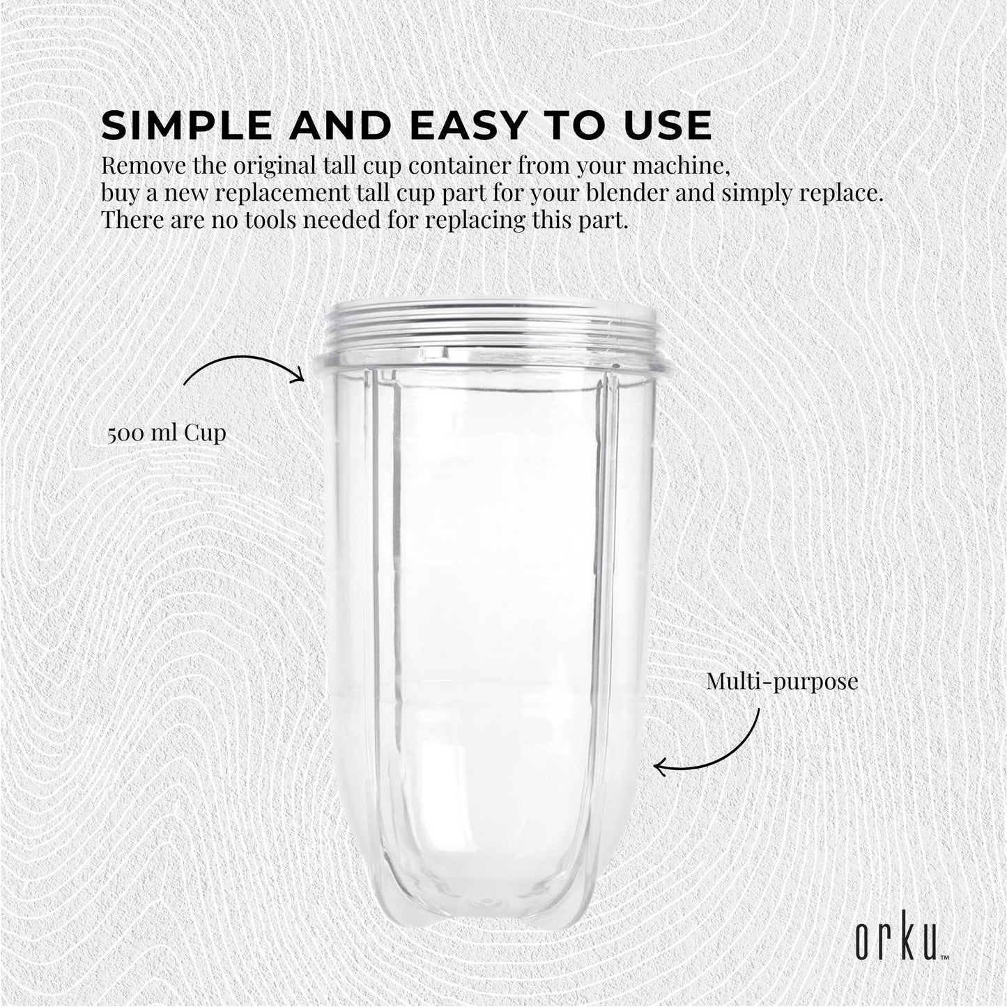 500ml Tall Cup Replacement Compatible with Magic Bullet Cross Blade Blender