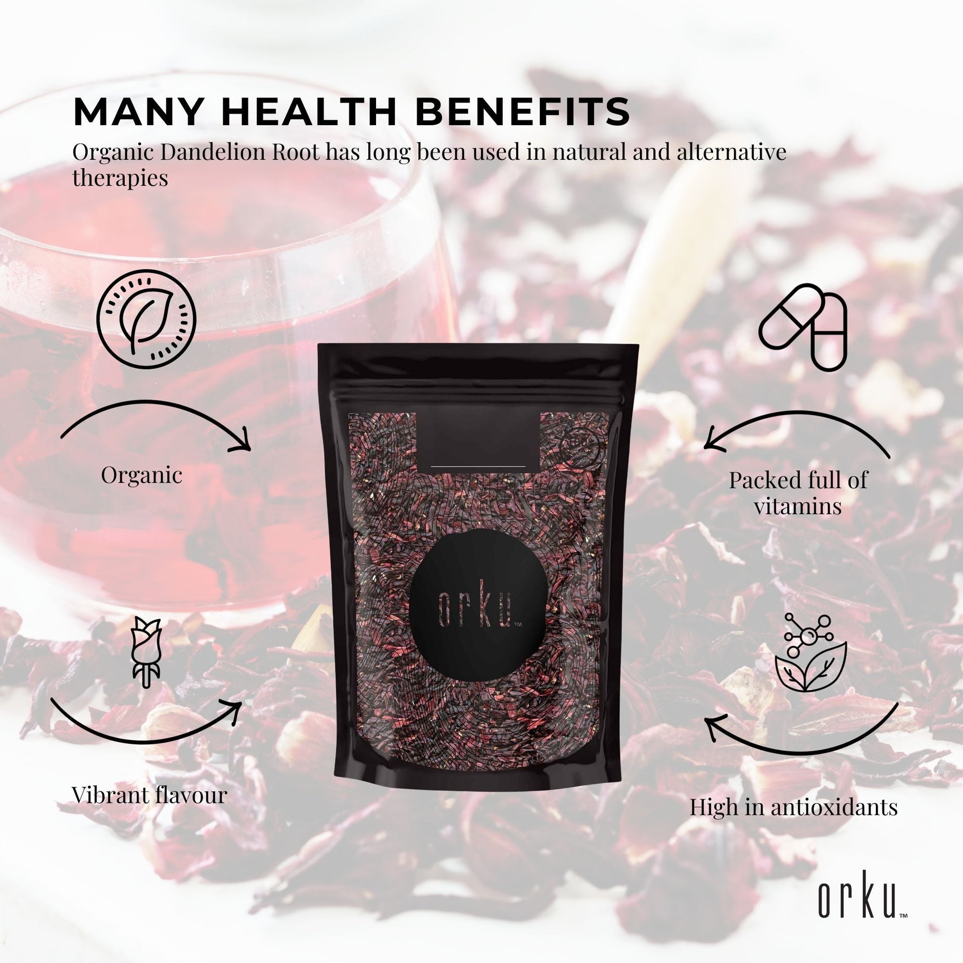 50g Organic Hibiscus Rosella Flower Crushed - Dried Herbal Tea Supplement
