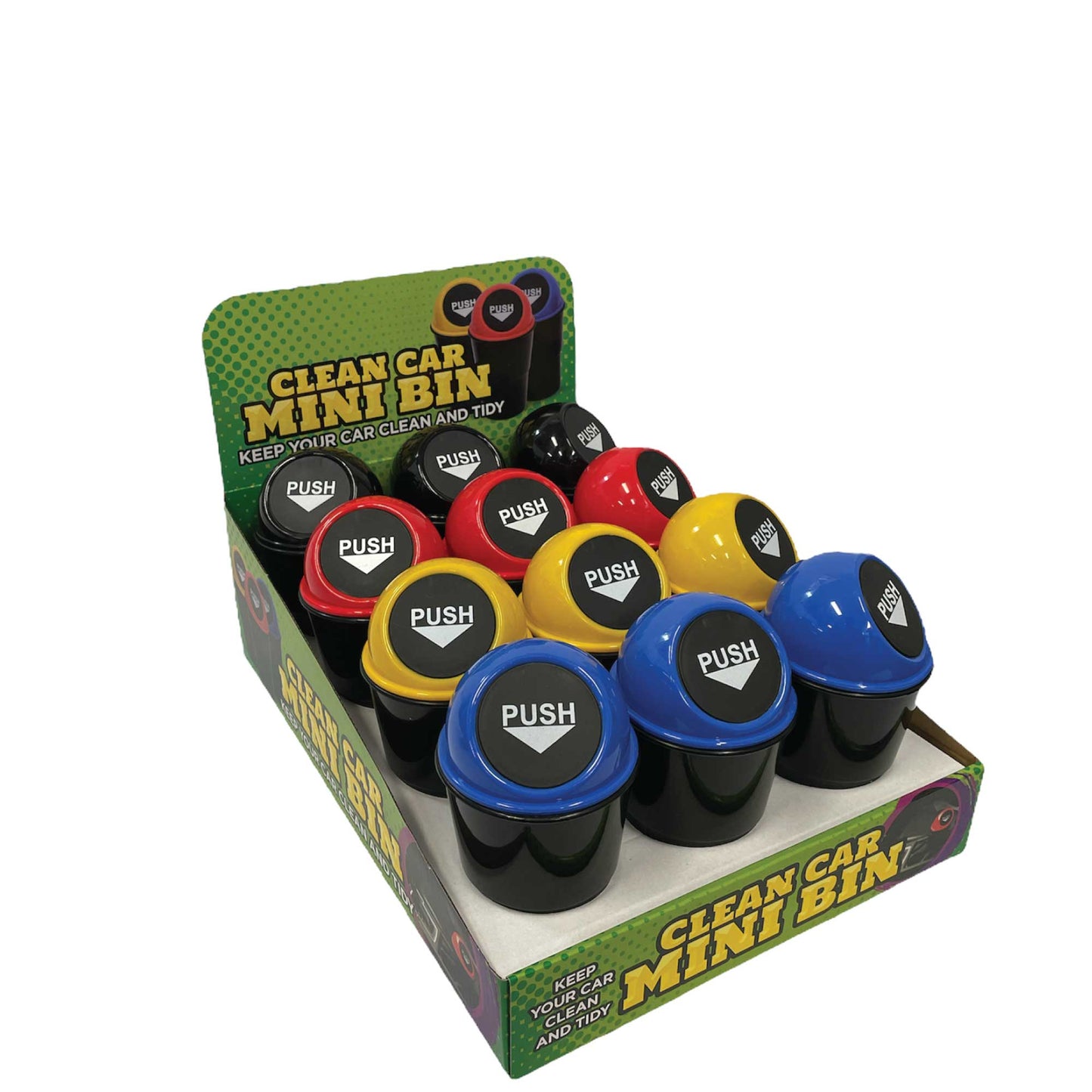 550ml Mini Car Rubbish Bin - Cup Holder Trash Can Coin Ashtray Random Colour