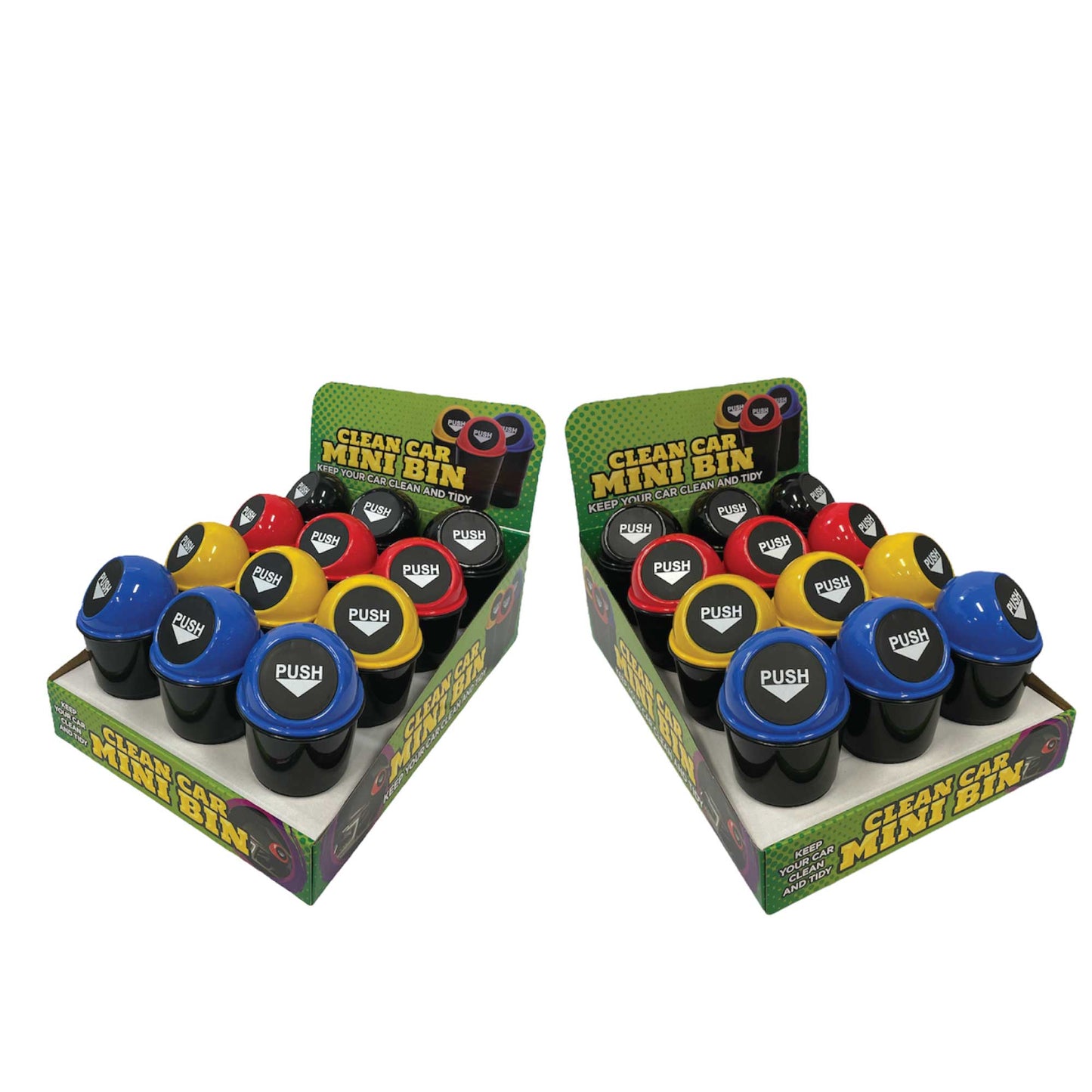 550ml Mini Car Rubbish Bin - Cup Holder Trash Can Coin Ashtray Random Colour