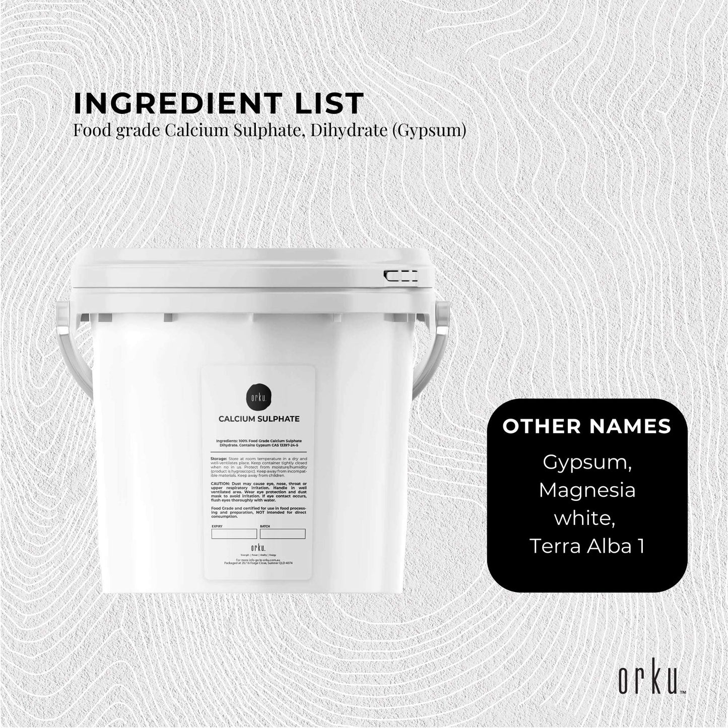 5Kg Calcium Sulphate Gypsum Powder Bucket- Food Grade Hydrous Sulfate