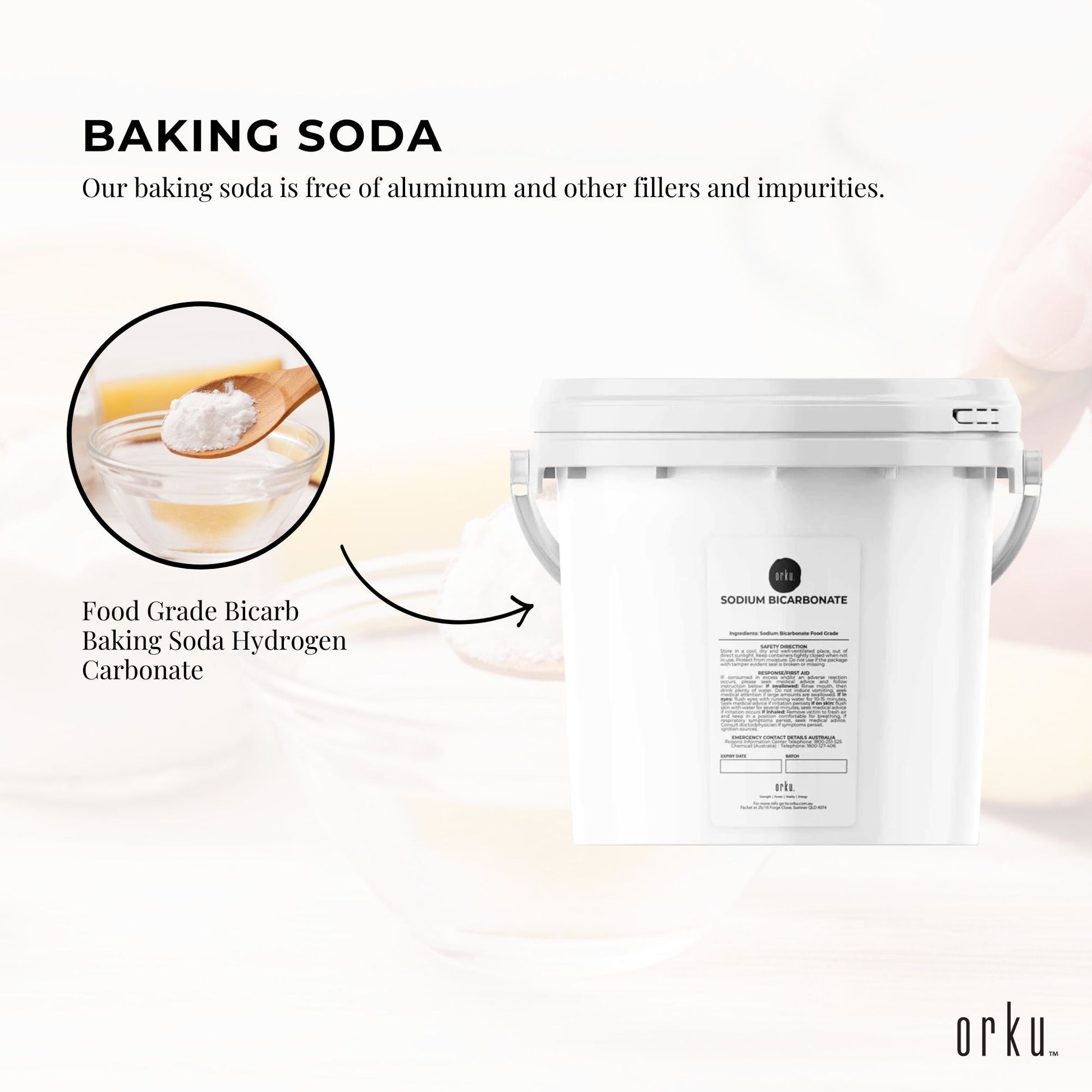 5Kg Sodium Bicarbonate Tub - Food Grade Bicarb Baking Soda Hydrogen Carbonate