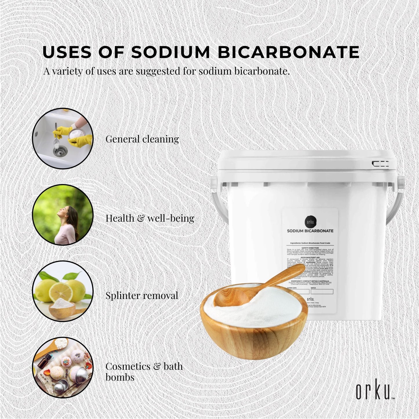 5Kg Sodium Bicarbonate Tub - Food Grade Bicarb Baking Soda Hydrogen Carbonate