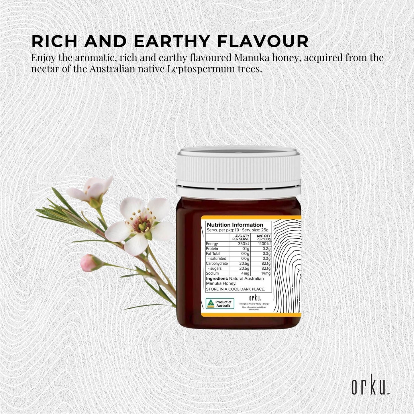 Orku 250g MGO 900+ Australian Manuka Honey - 100% Raw Natural Pure Jelly Bush