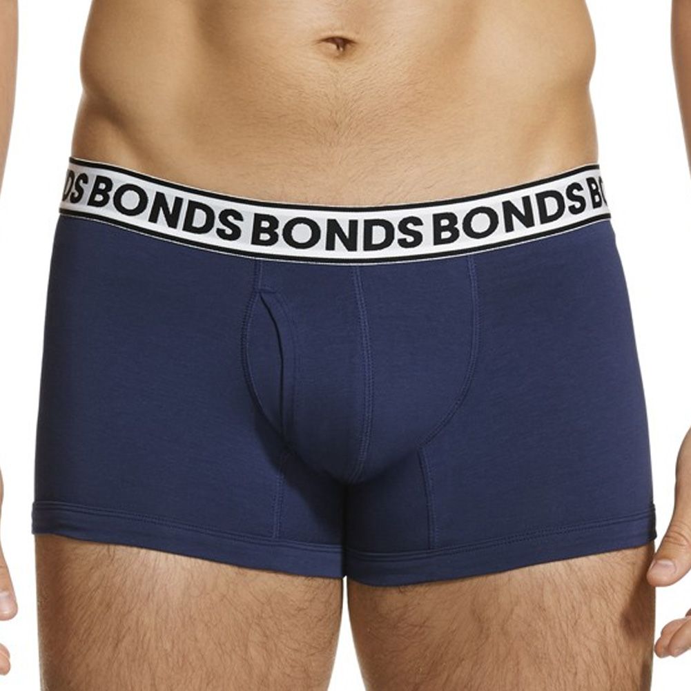 6 x Bonds Fit Trunks Mens Underwear Black/Ahoy Blue