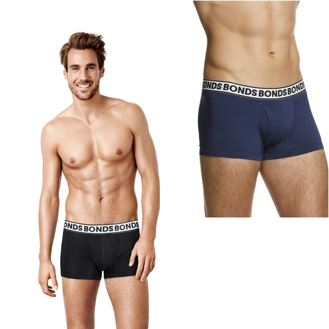 6 x Bonds Fit Trunks Mens Underwear Black/Ahoy Blue