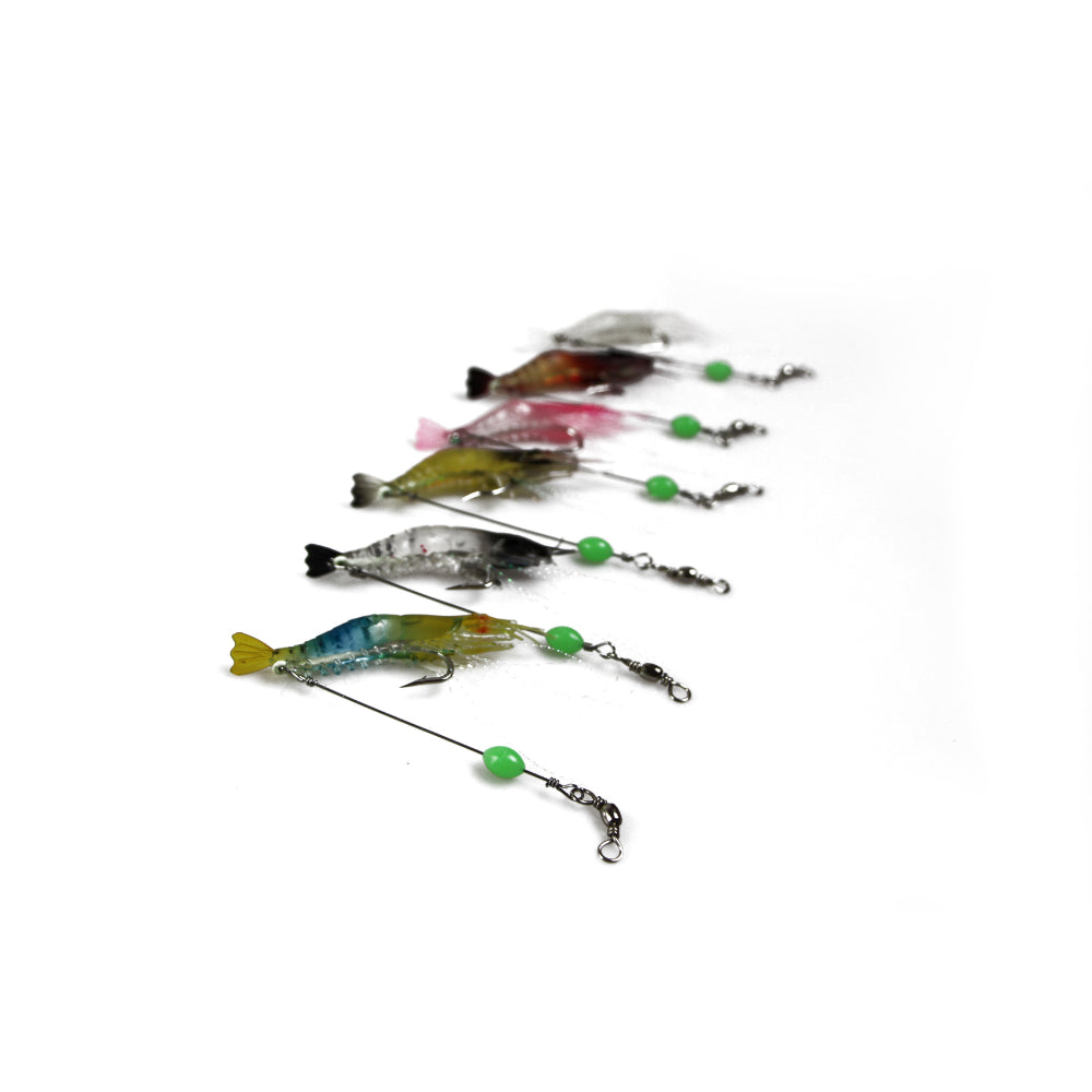 6 x Plastic Fishing Lures Soft Tackle Prawn Shrimp Flathead Bream Cod Bass Glow
