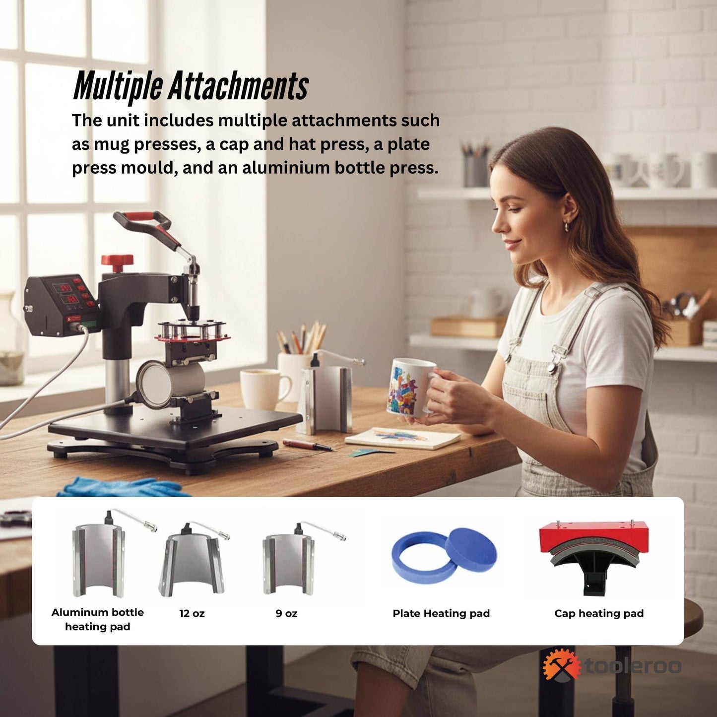 8 in 1 Combo Heat Press - DIY Hobby Craft Logo Transfer HVT Sublimation Printing