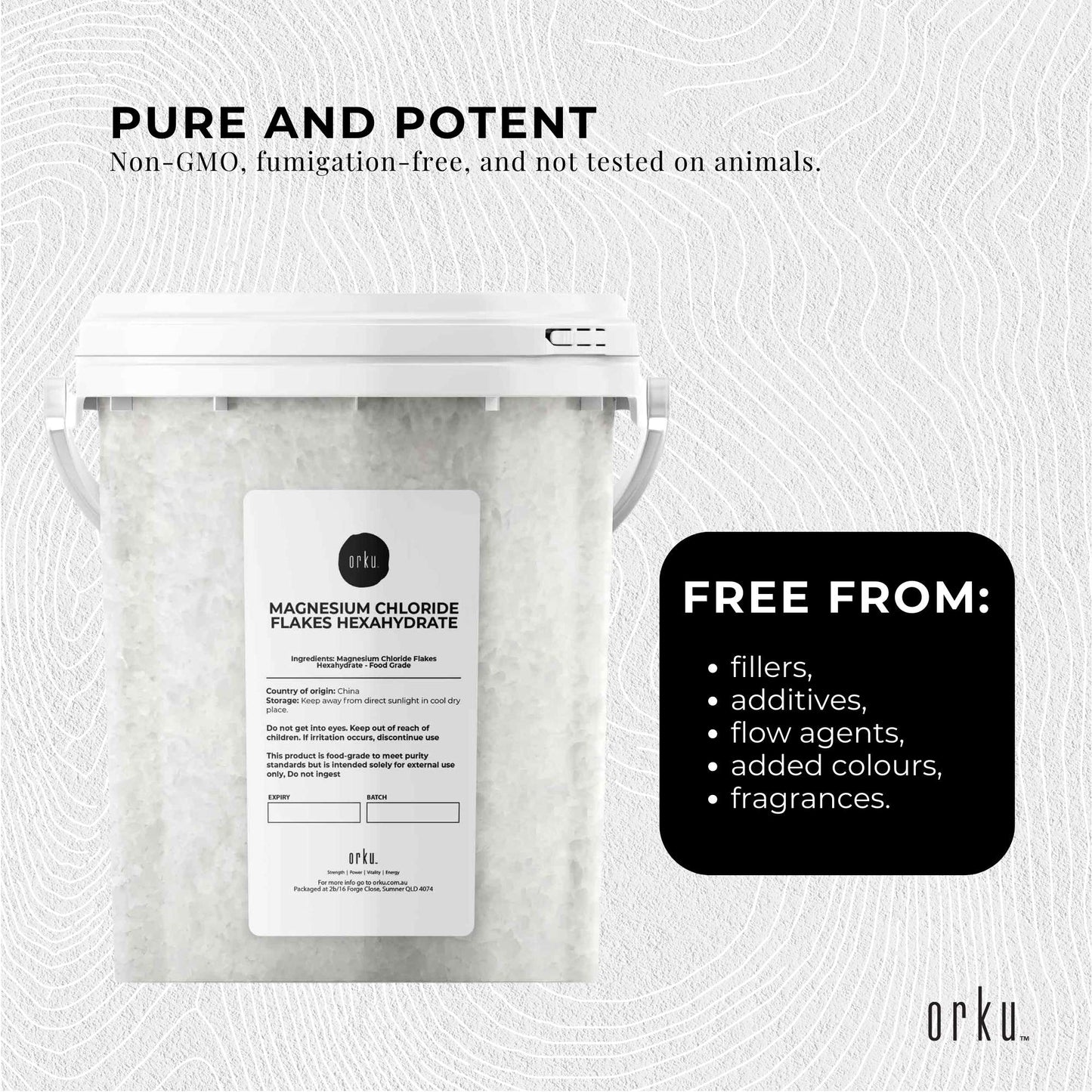 800g Magnesium Chloride Flakes Hexahydrate Tub - Organic USP Food Grade Salt