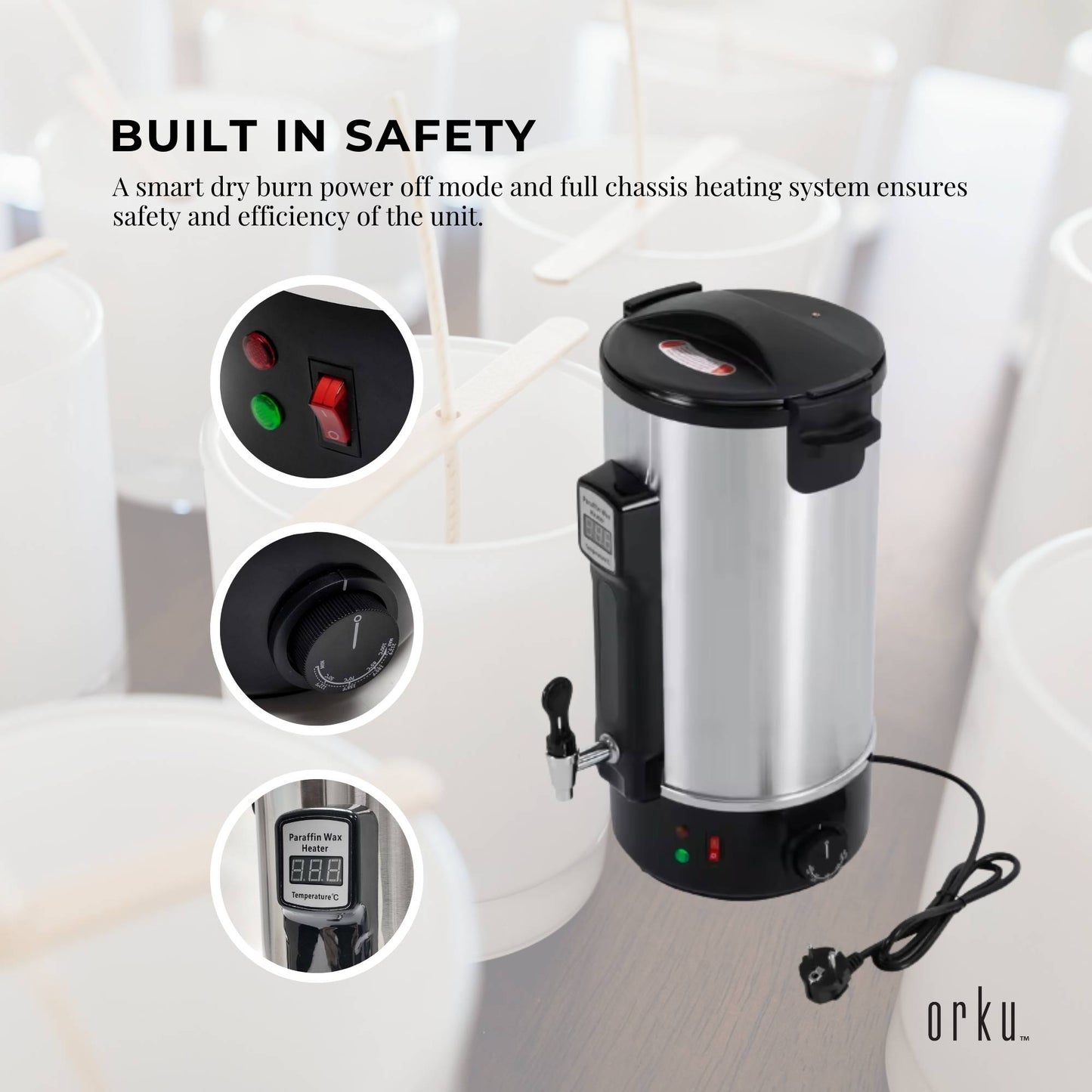 8L Orku Candle Wax Heater With Core Heating Tap - Electric Warmer Melter Pot