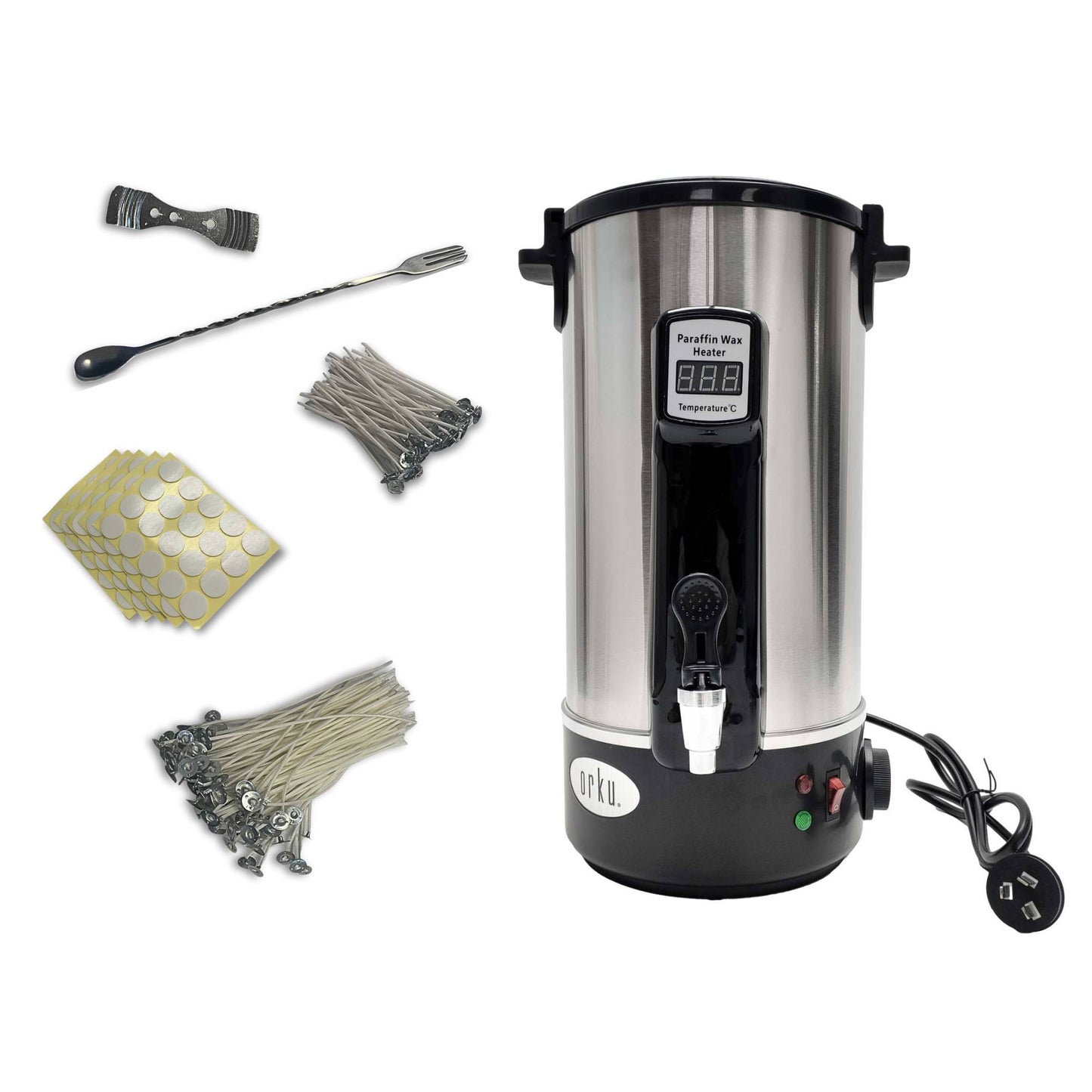 8L Orku Candle Wax Heater With Tap And Accessories - Candle Making Melter Pot
