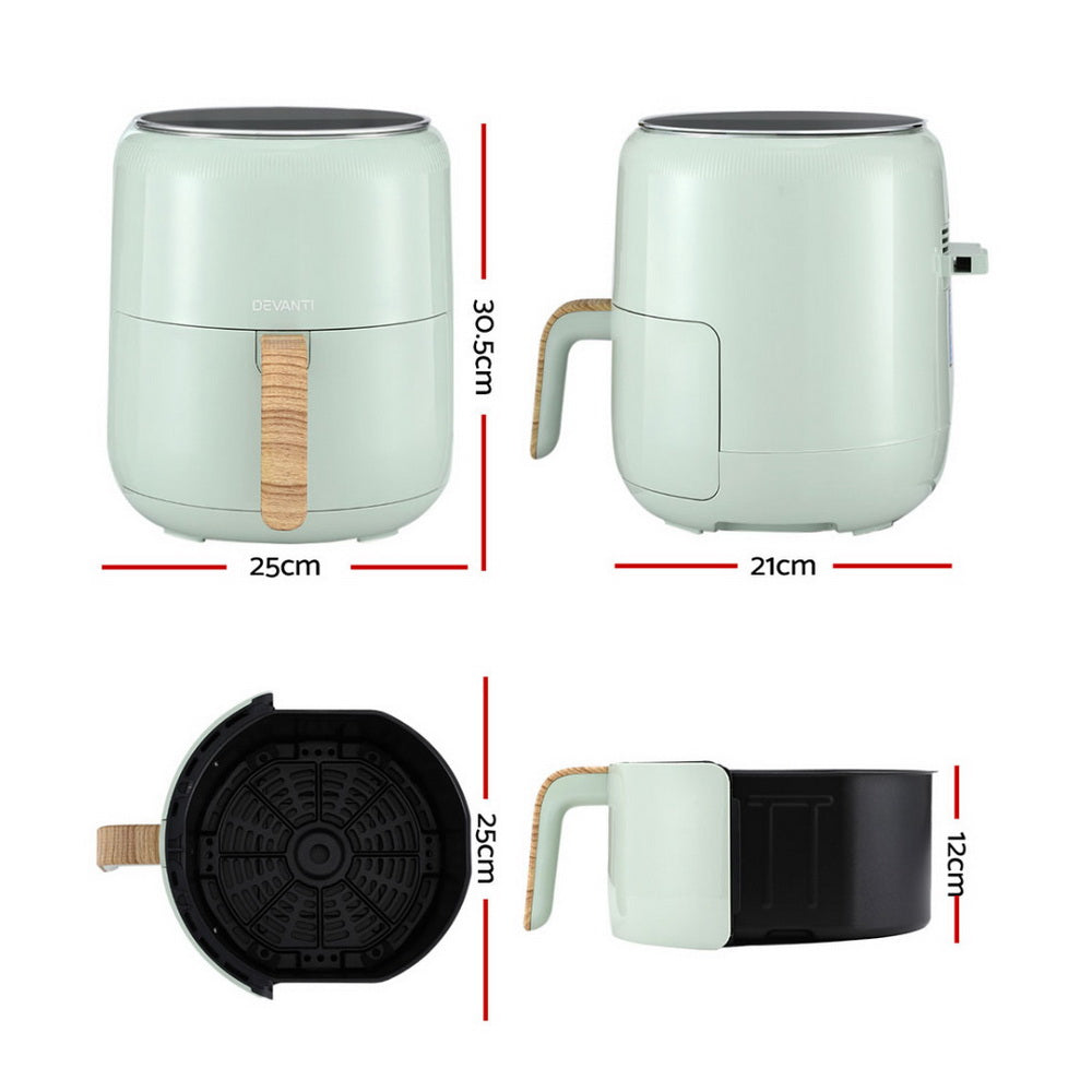 Devanti 5L Air Fryer Touch Control 1700W Green
