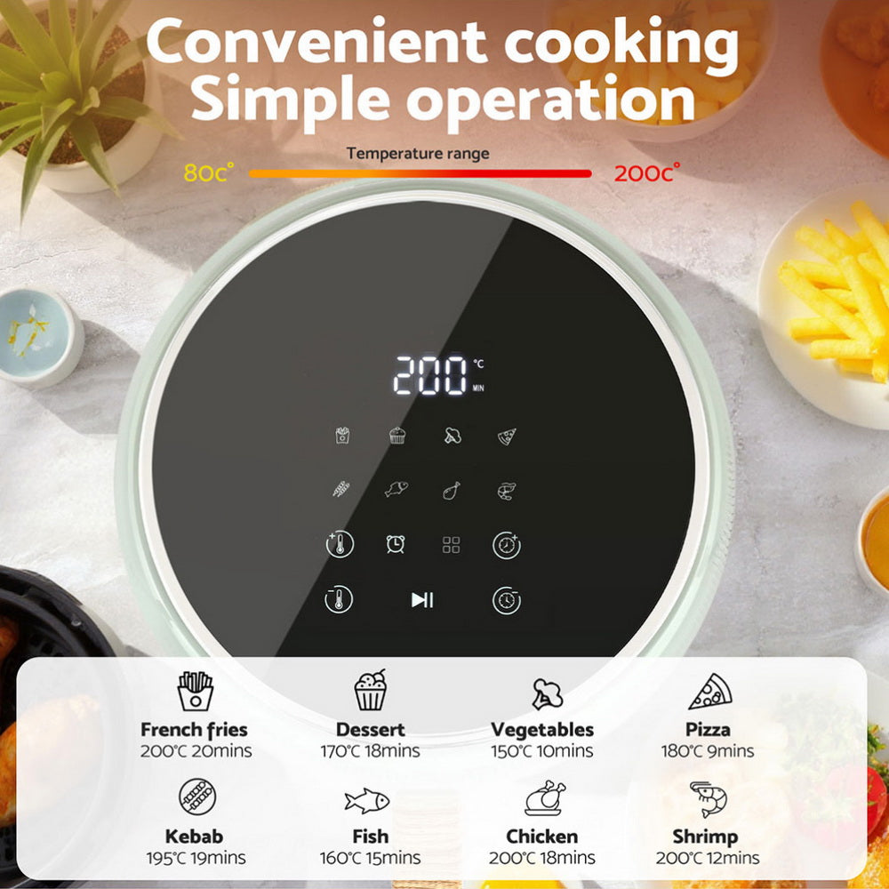 Devanti 5L Air Fryer Touch Control 1700W Green