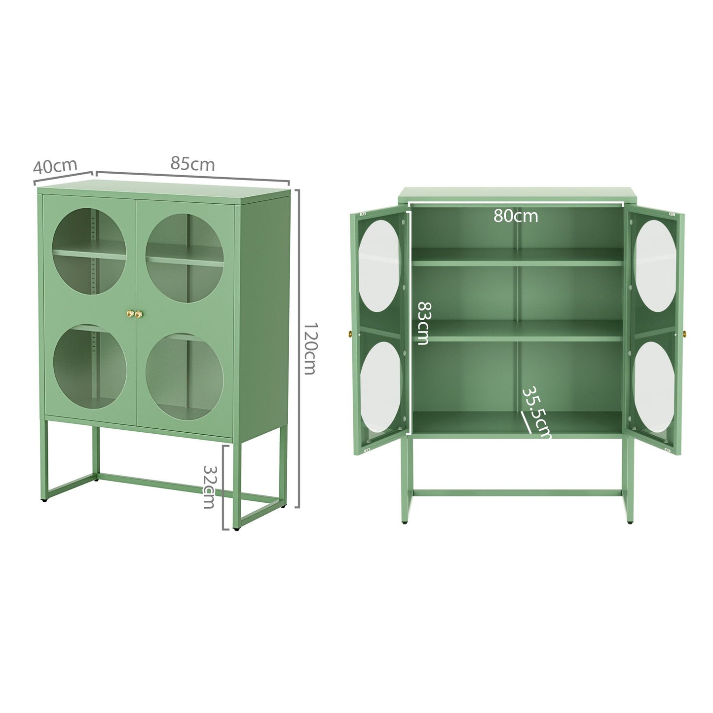Artiss Buffet Sideboard Metal Cabinet - ELLA Green