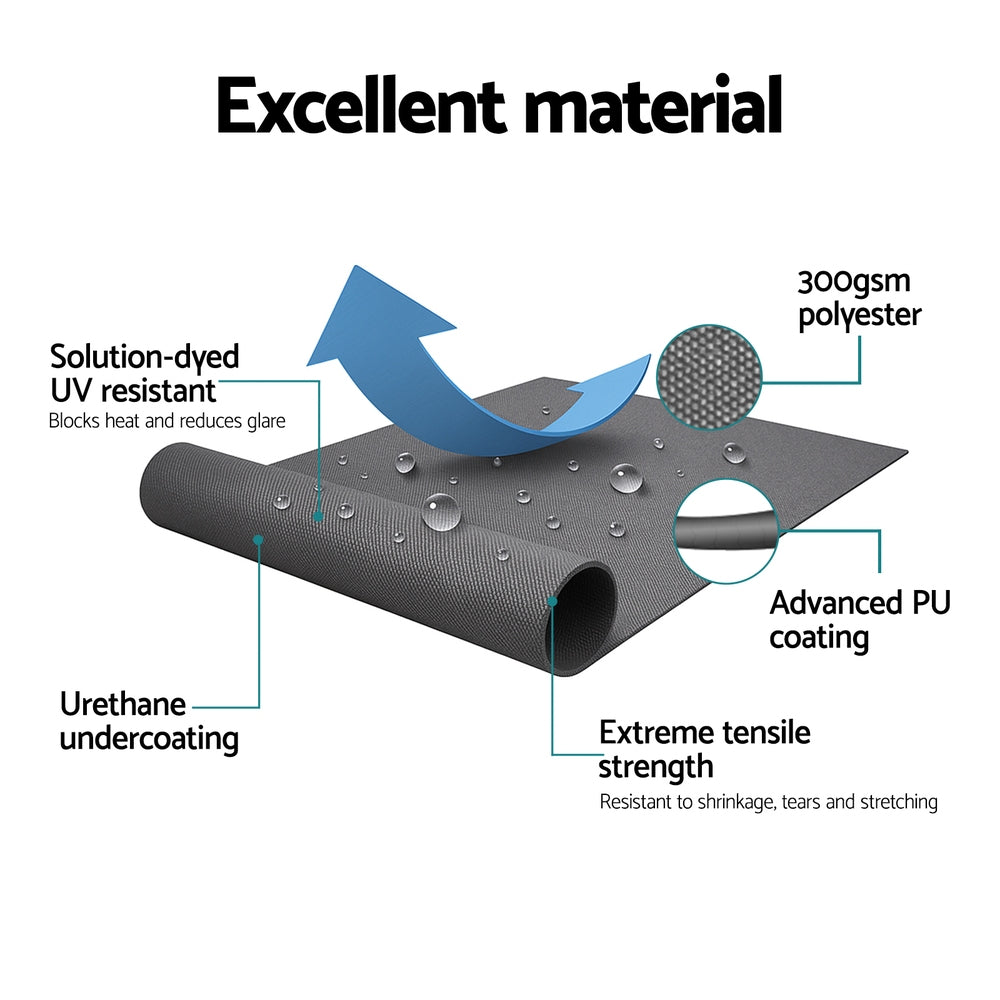 Instahut Retractable Folding Arm Awning Manual Sunshade 3M X 2M Grey