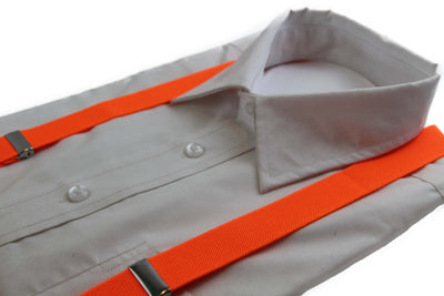 Adjustable 100cm Fluro Orange Adult Mens Suspenders