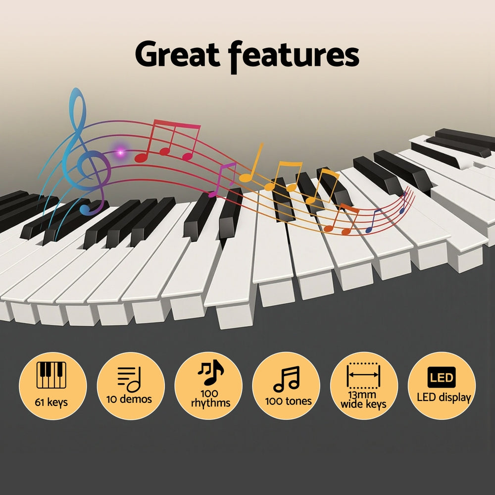 Alpha 61-Key Digital Piano Keyboard Electric Kids Gift Black
