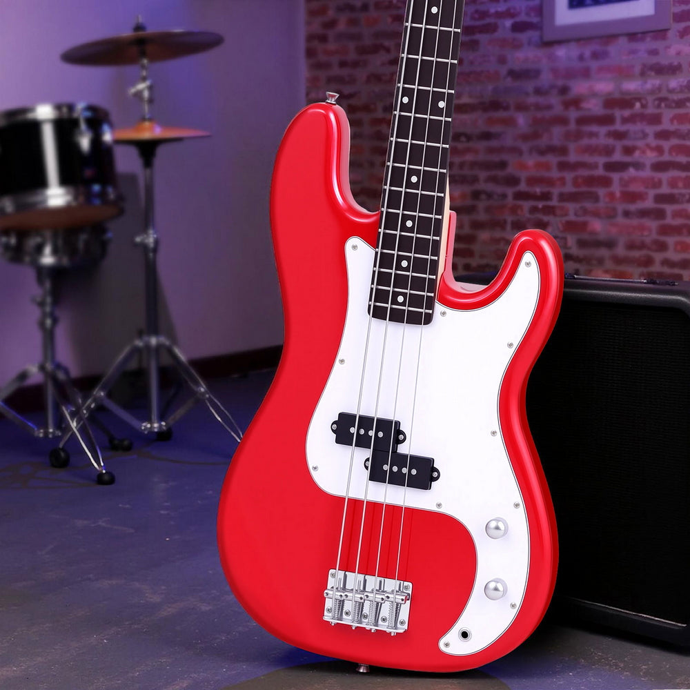 Alpha Electric Guitar Bass 47 Inch Red